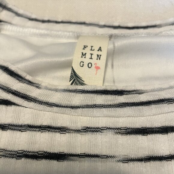 Flamingo Brand Black & White Striped Ribbed Knit Dress - Small - Picture 4 of 4
